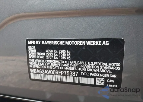2024 BMW 4 Series Gran Coupe 430I z USA, uszkodzony, nr VIN WBA63AV00RFP75387